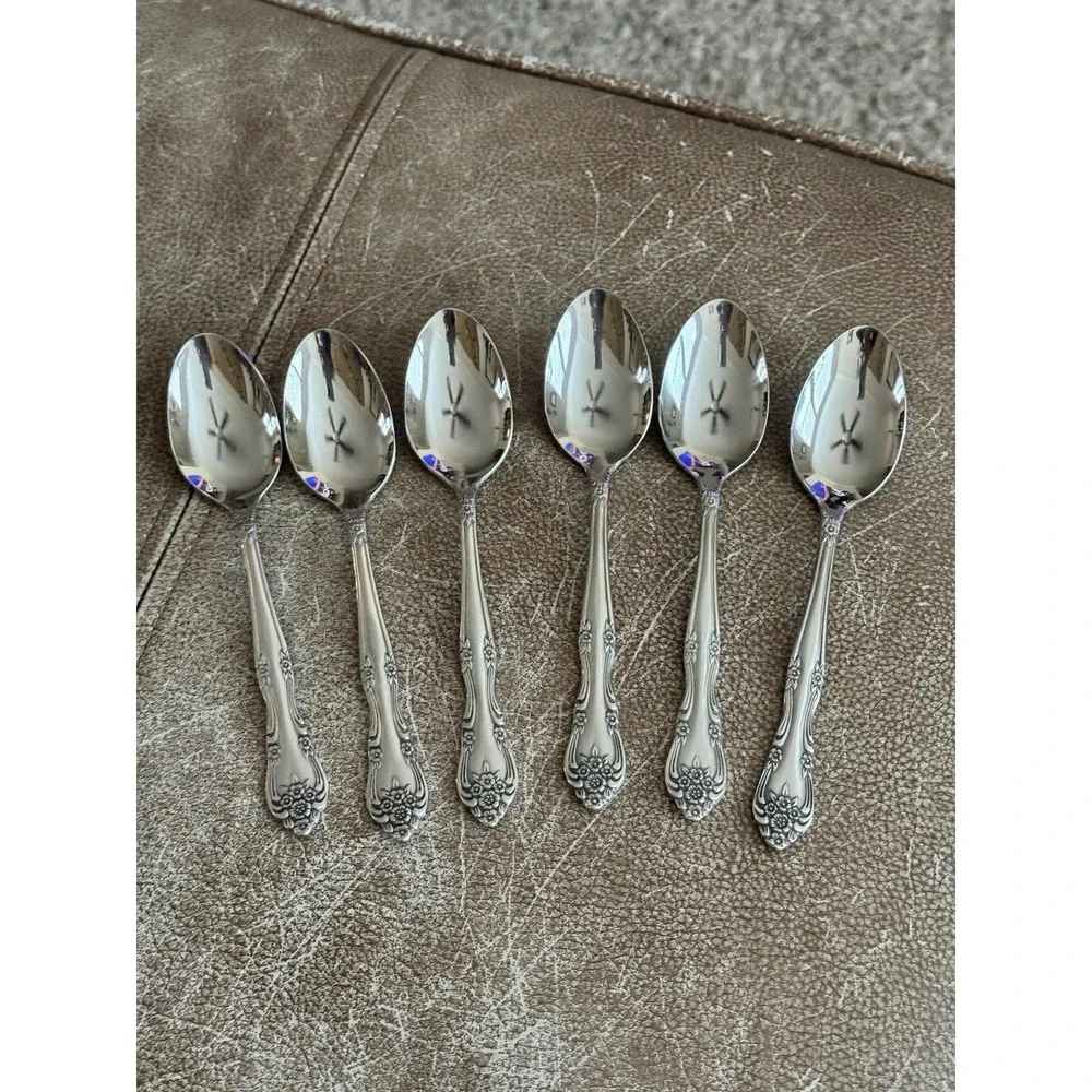Vintage‎ Rogers Co. DREAM ROSE ROSE BUD Stainless Flatware Lot Of 6 Teaspoons